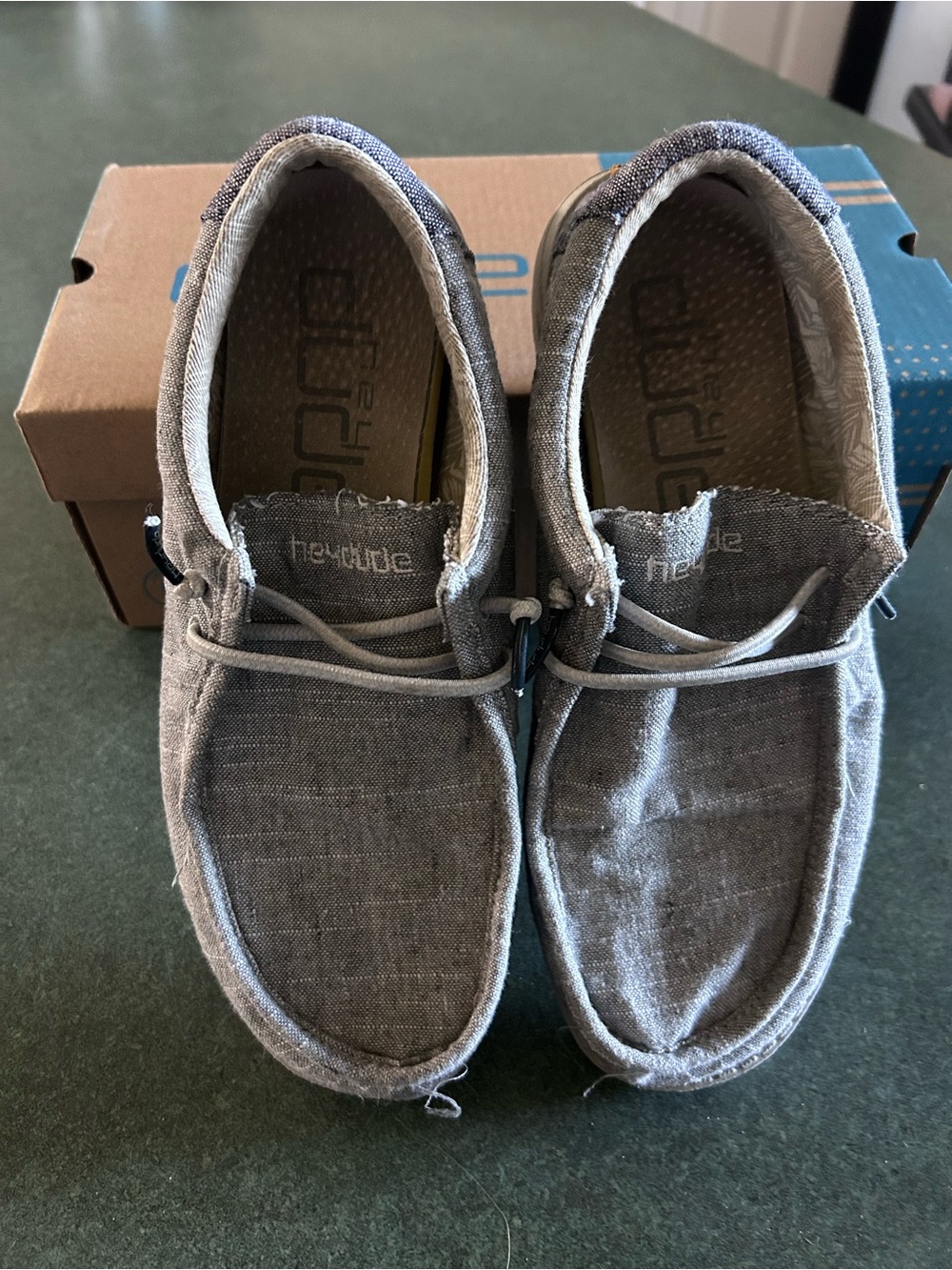 Hey Dude Kids Gray Canvas Slip-Ons with Elastic Lacing